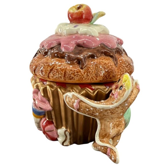 VTG Fitz and Floyd Candy Lane Express Ceramic Cupcake Gingerbread Trinket Dish - Picture 6 of 12